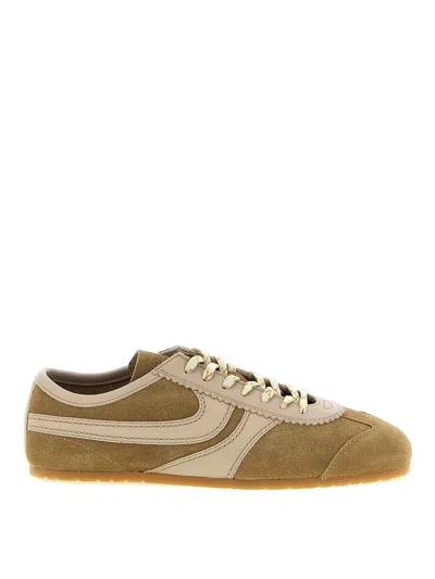 Dries Van Noten Women Beige Low-top Sneakers With Two-tone Lace-up In Suede Woman In Neutral
