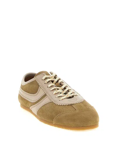 Dries Van Noten Women Beige Low-top Sneakers With Two-tone Lace-up In Suede Woman In Neutral
