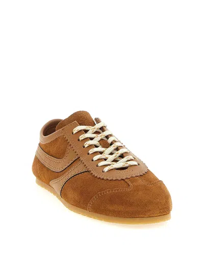 Dries Van Noten Women Brown Low-top Sneakers With Two-tone Lace-up In Suede Woman