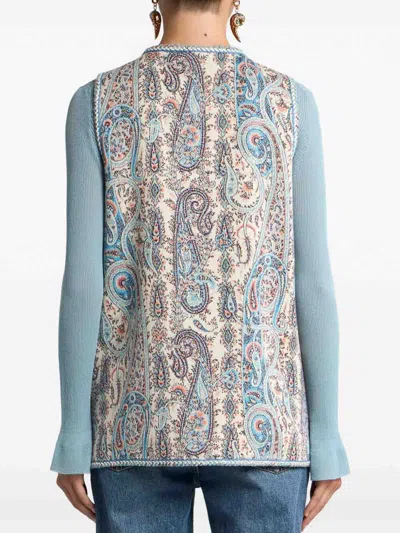 Etro , Jacquard Waistcoat With Floral Paisley Motif, Woman, Multicolour, Size 46