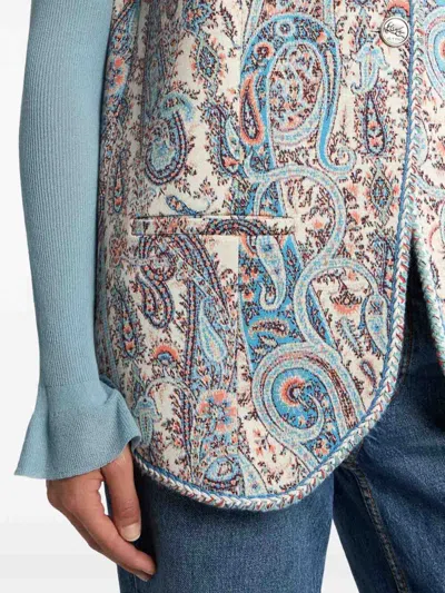 Etro , Jacquard Waistcoat With Floral Paisley Motif, Woman, Multicolour, Size 46