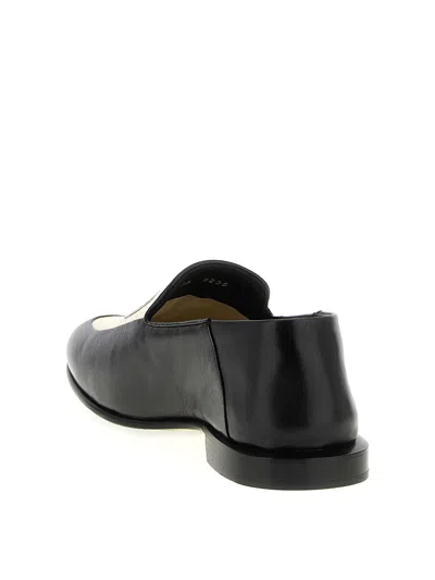 Givenchy Two-tone Leather And Canvas Label Loafers In Black