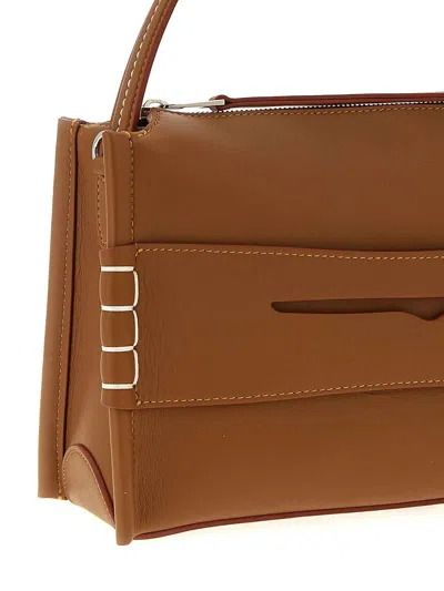 Jw Anderson Loafer Leather Shoulder Bag With Detachable Strap In Brown