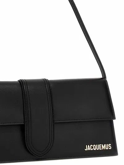 Jacquemus Le Bambino Long Black Shoulder Bag With Removable Shoulder Strap In Leather Woman