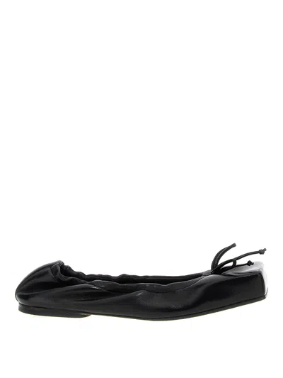 Jacquemus Black Square-toe Shoes With Gathered Upper In Black