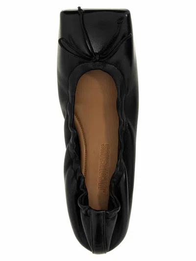 Jacquemus Black Square-toe Shoes With Gathered Upper In Black