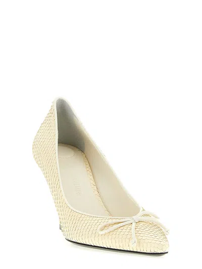 Jacquemus Tourni 80 Python-embossed Leather Pumps In Neutral
