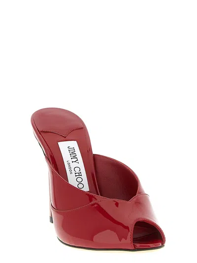 Jimmy Choo Brigitte 100mm Patent Leather Mule Pumps In Red