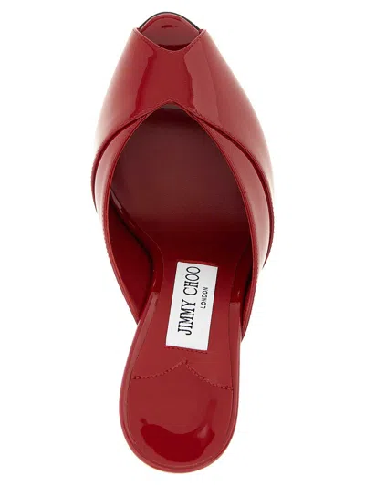 Jimmy Choo Brigitte 100mm Patent Leather Mule Pumps In Red