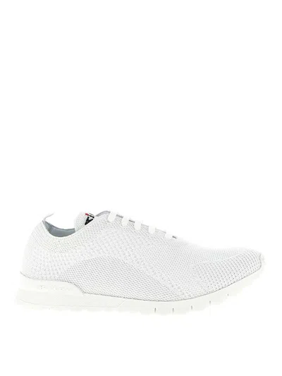 Kiton Fits Mesh Sneakers Rubber Sole Pull Tab In White