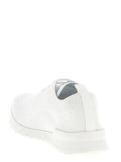 Kiton Fits Mesh Sneakers Rubber Sole Pull Tab In White