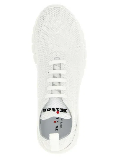 Kiton Fits Mesh Sneakers Rubber Sole Pull Tab In White