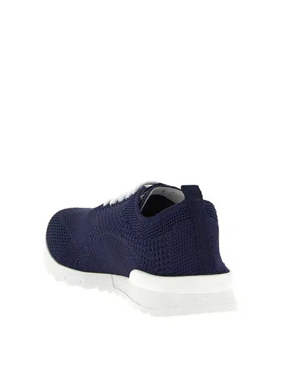 Kiton Fits Sneakers Round Toe Knit Upper In Blue