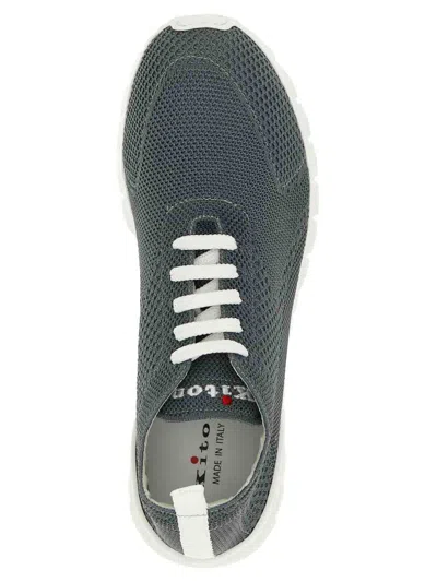 Kiton Fits Mesh Sneakers Pull Tab Rubber Sole In Gray
