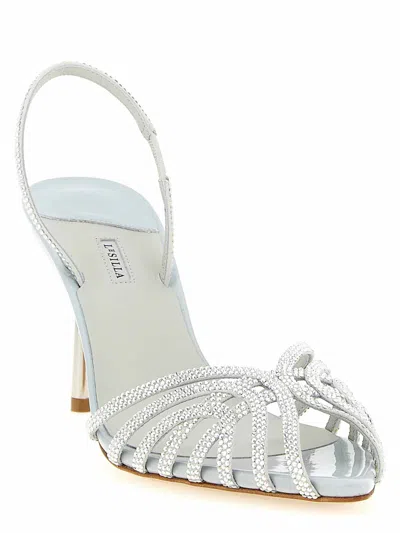 Le Silla Grey Leather Heels In Multi