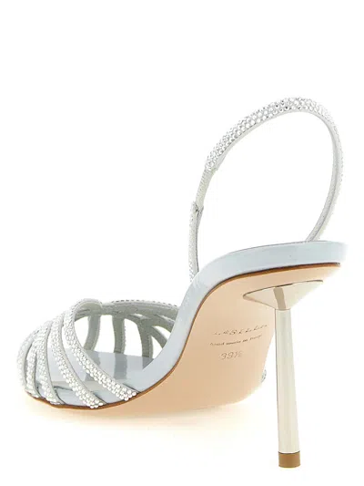 Le Silla Grey Leather Heels In Multi