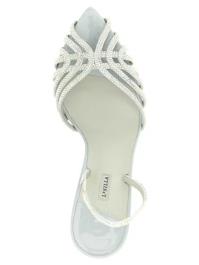 Le Silla Grey Leather Heels In Multi