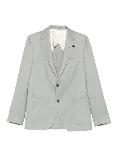 Lardini Button Wool Jacket In Green