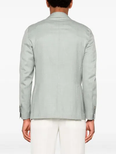 Lardini Button Wool Jacket In Green