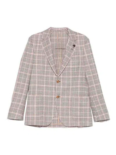 Lardini Checked Single-breasted Jacket In Gray
