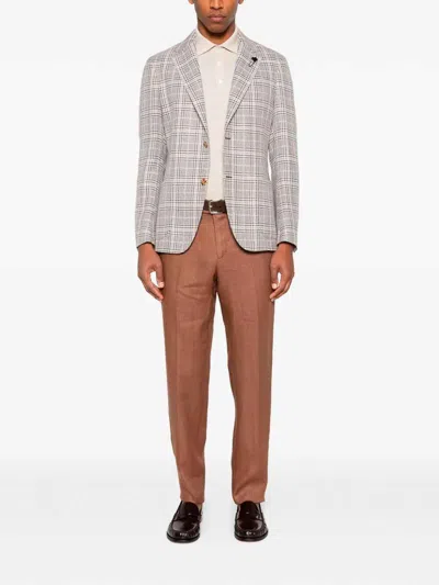 Lardini Checked Single-breasted Jacket In Gray
