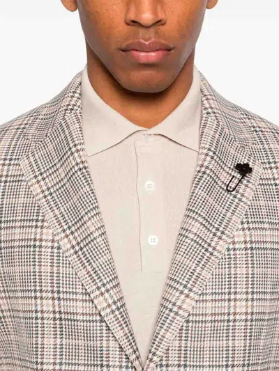 Lardini Checked Single-breasted Jacket In Gray