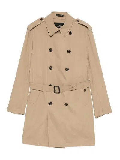 Montecore Belted Double-breasted Coat In Brown