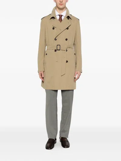 Montecore Belted Double-breasted Coat In Brown