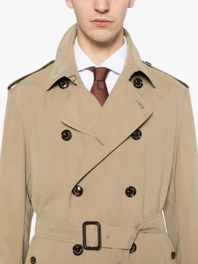 Montecore Belted Double-breasted Coat In Brown