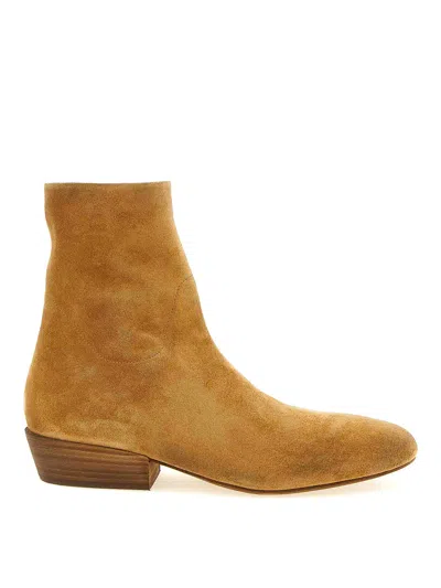 Marsèll Granblocco Suede Ankle Boots Block Heel In Gold