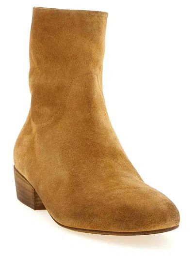 Marsèll Granblocco Suede Ankle Boots Block Heel In Gold