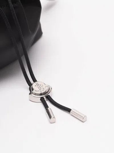 Moncler Compact Handheld Pouch Handbag With Logo Detail In Black