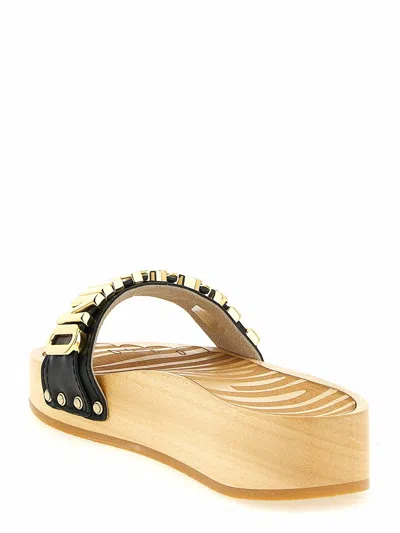 Moschino Platform Clog Sandals Open Toe Studs In Black