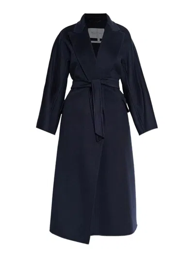 Max Mara Belted Coat In Blue