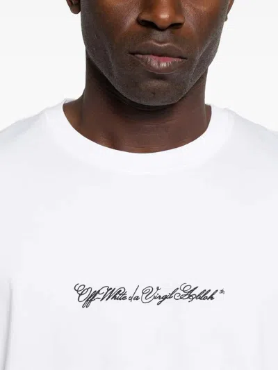 Off-white Script Arrow Cotton T-shirt In White