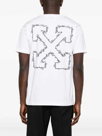 Off-white Script Arrow Cotton T-shirt In White