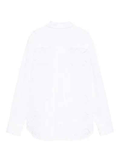 P.a.r.o.s.h Womens Eyelet Detail Long Sleeve Shirt In White