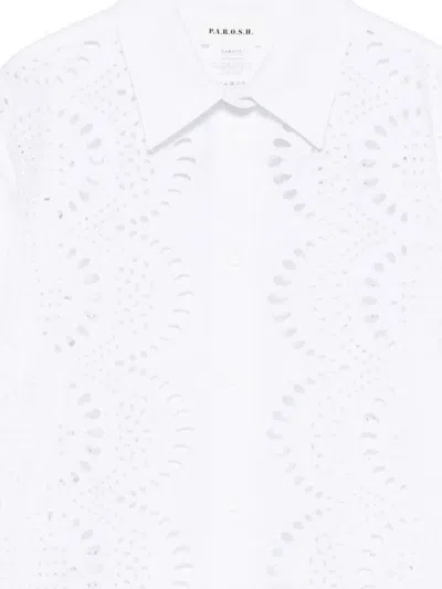 P.a.r.o.s.h Womens Eyelet Detail Long Sleeve Shirt In White