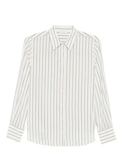 Peserico Vertical Stripe Long-sleeved Shirt With Classic Collar And Concealed Placket In Multi
