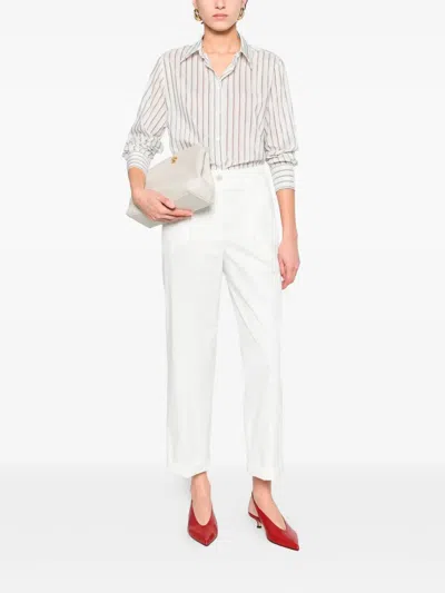 Peserico Vertical Stripe Long-sleeved Shirt With Classic Collar And Concealed Placket In Multi