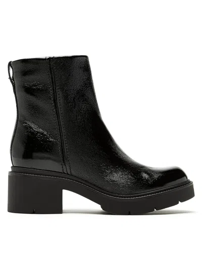 La Canadienne Alec Crinkle Leather Lug-sole Ankle Booties In Black
