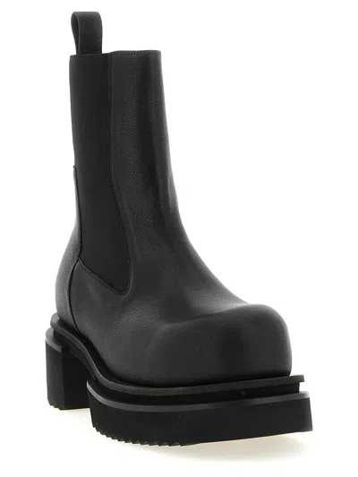 Rick Owens Chunky Sole Ankle Boots With Elastic Panels In Black