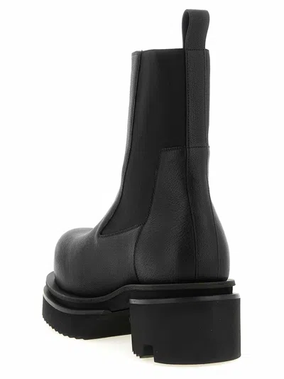 Rick Owens Chunky Sole Ankle Boots With Elastic Panels In Black