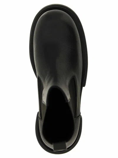 Rick Owens Chunky Sole Ankle Boots With Elastic Panels In Black
