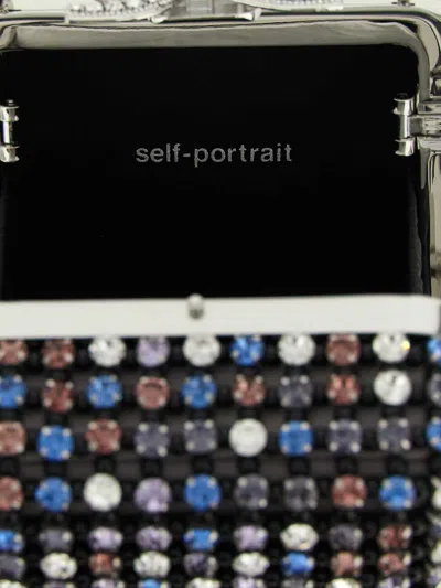 Self-portrait Mini Handbag With Multi-colored Crystal Surface And Bow Closure In Multi
