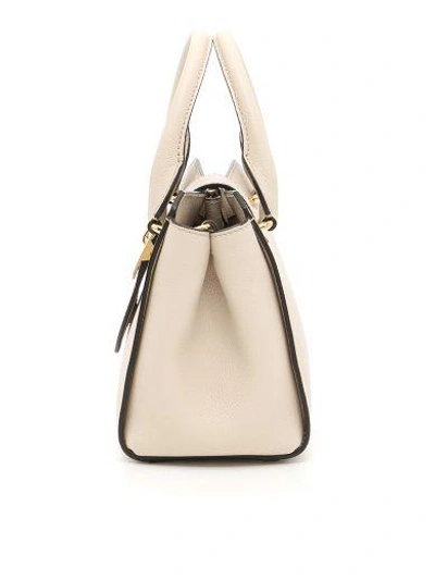 Shop Burberry The Small Buckle Tote Bag In Limestone|bianco