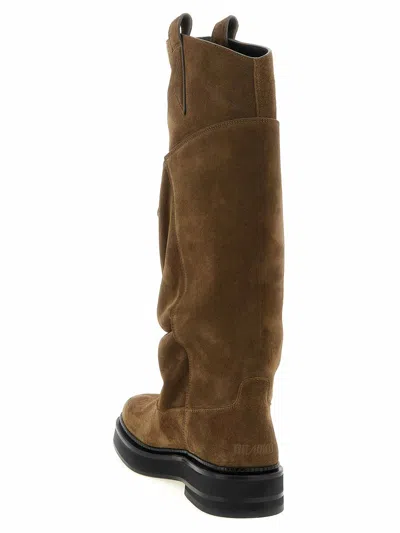 Attico Robin Passeggiata Suede Knee-high Boots In Brown