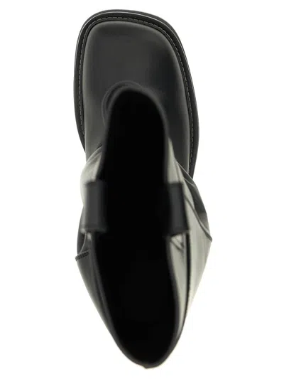 Attico 'passeggiata' Black Boots With Heel-tab And Rubber Sole In Leather Woman