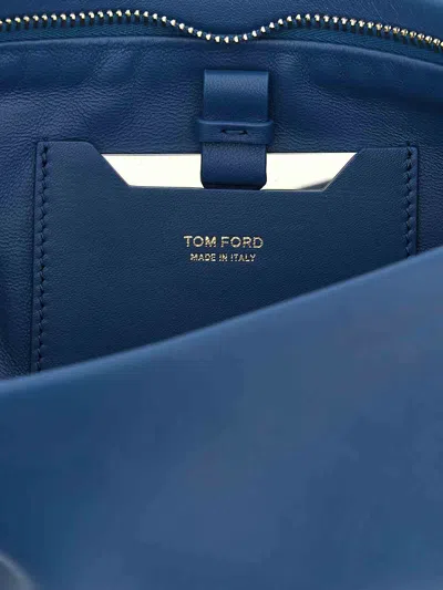 Tom Ford Rectangular Clutch Bag Circular Bangle Handle In Blue