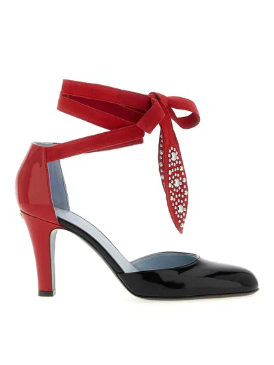 Valentino Lace-up Patent Bicolor Pumps 8.5cm Heel In Multi